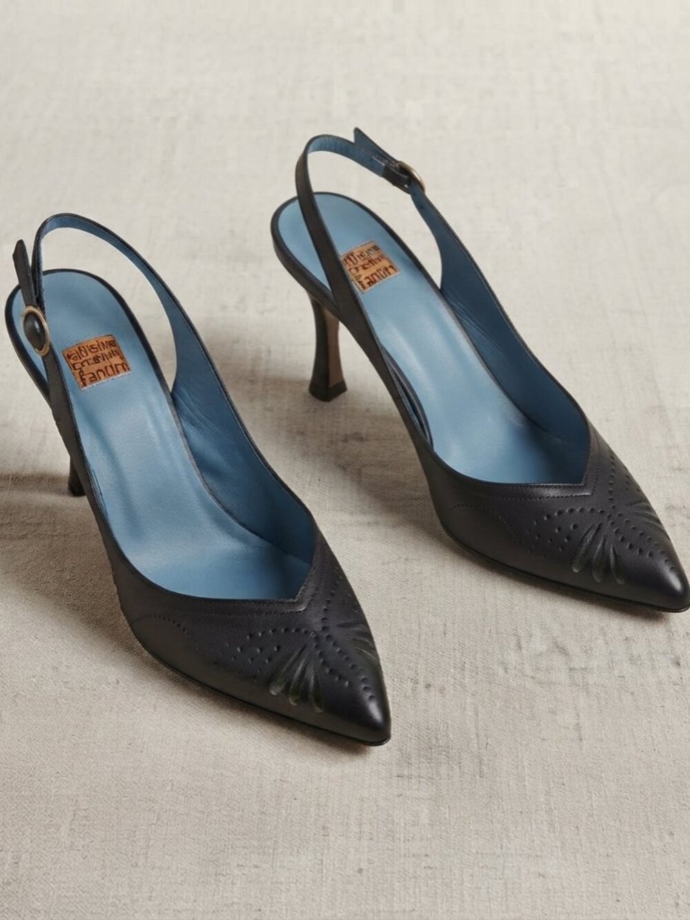 Goffredo Fantini Italian Leather Slingback Heels Pointed Toe Pumps 39